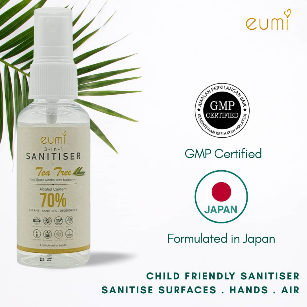 [Child Friendly] Eumi 3-in-1 Sanitiser 50ml - KKM Approved | Food Grade Alcohol | Natural Ingredients |